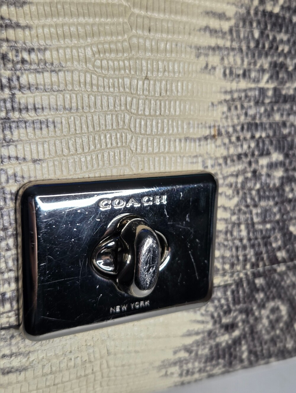 Coach Cassidy Lizard-Embossed Chain Convertible Bag - Off White/Gray Gradient - Picture 12 of 16